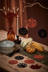 Noble house Halloween 4 st rostfärgade glasunderlägg/coasters fladdermusmönster