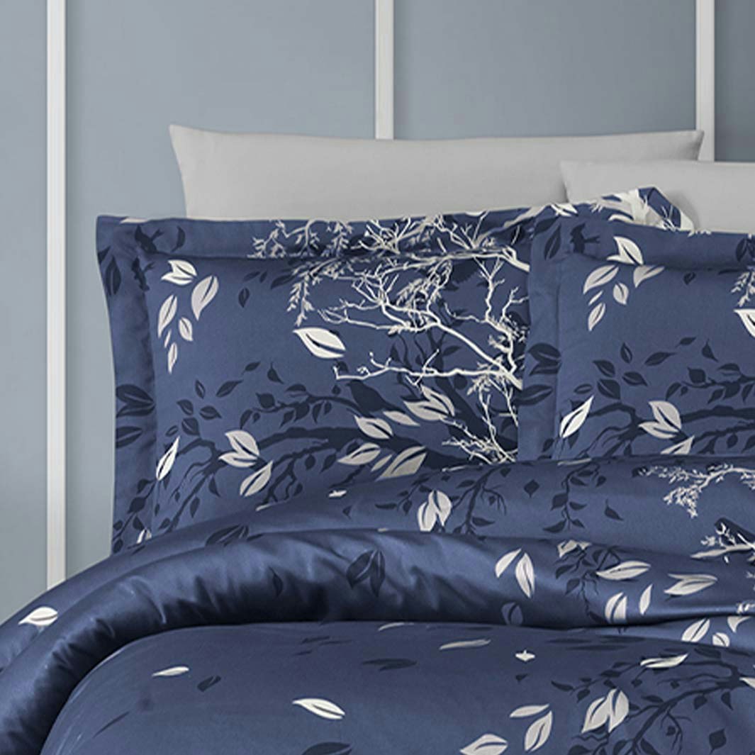 Living navy blue örngott bomullssatin mått 70 x 100 Indusia design