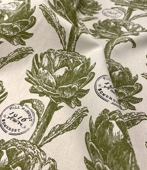 Fall Harvest metervara bomull vit grön Jakobsdals textil