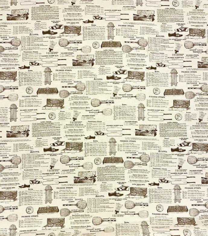 Outdoor games metervara bomull off-white/brun Jakobsdals textil