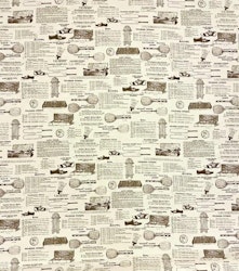 Outdoor games metervara bomull off-white/brun Jakobsdals textil