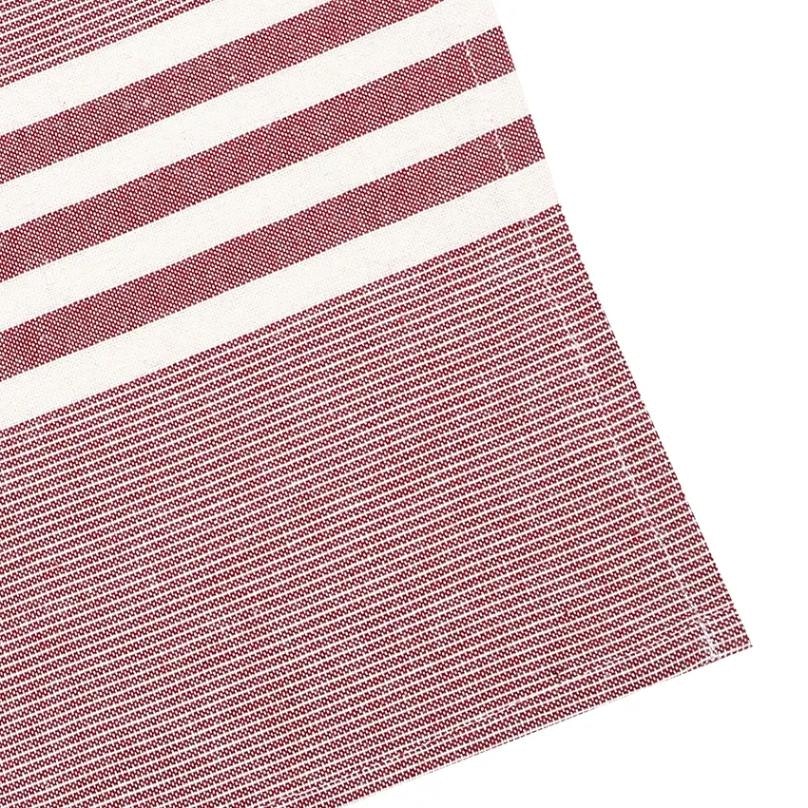 Kökshandduk Classic textile rödvitrandig återvunna textilier 50 x70 cm