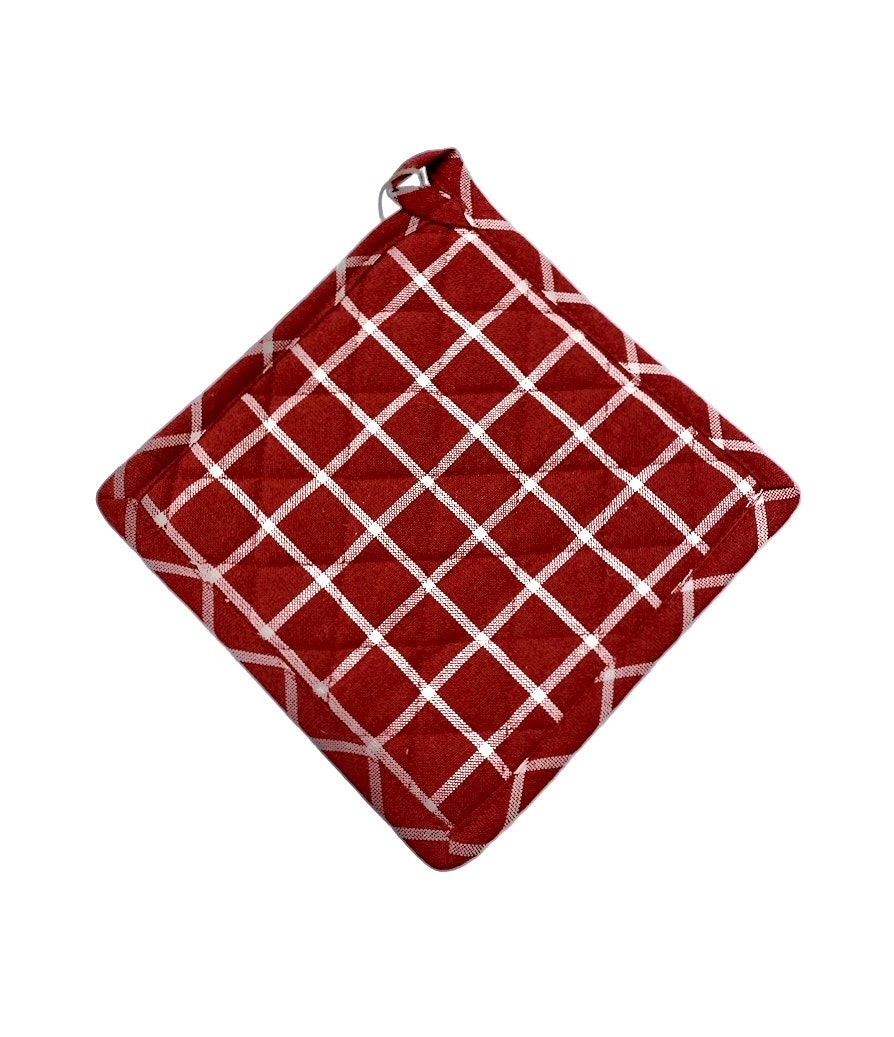 Grytlapp Classic textiles rödvitrutig återvunnet material