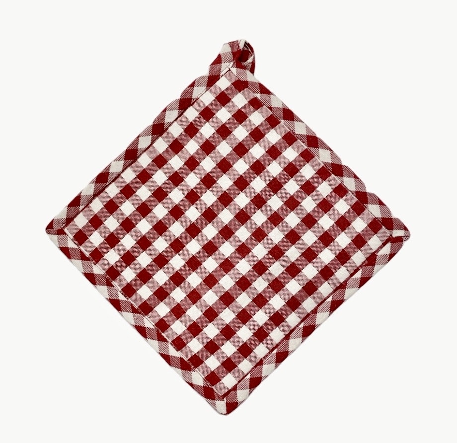 Grytlapp Classic textiles rödvitrutig återvunnet material