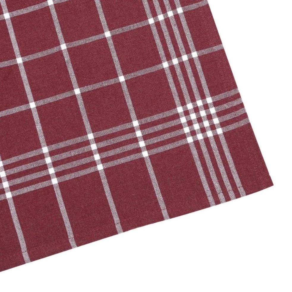 Classic textile vinröd vitrutig kökshandduk återvunna textilier 50 x70 cm
