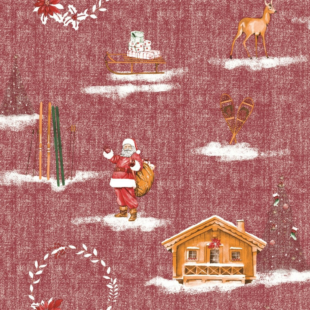 Tomte röd metervara vaxduk Redlunds textil