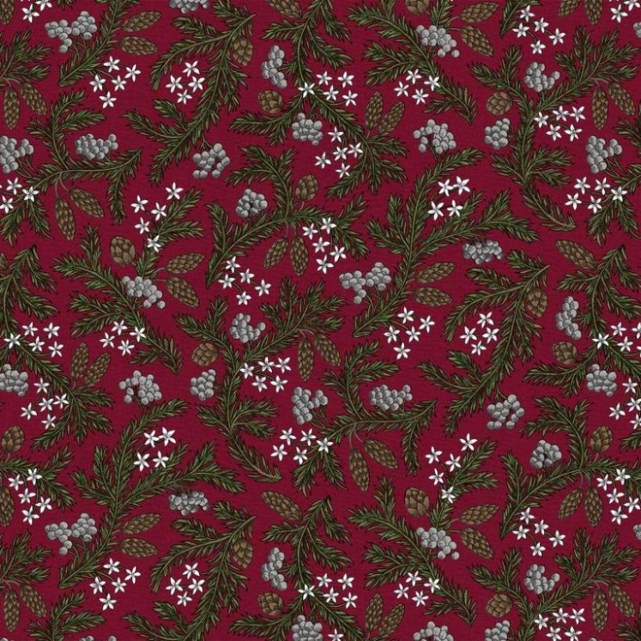 Julkvist röd vaxduk metervara Redlunds textil