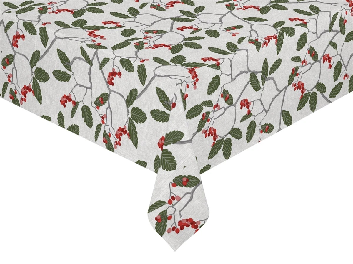 Winterberries vit vaxduk metervara Redlunds textil