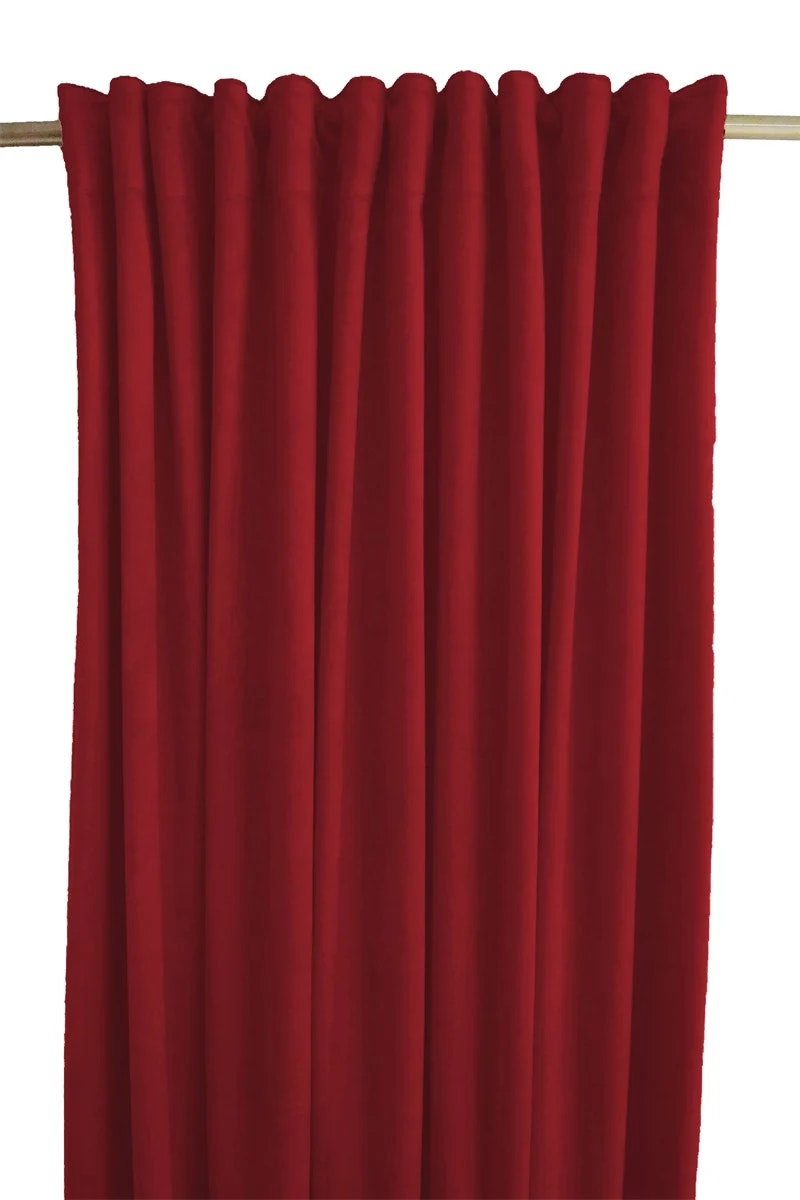 Sammet rött gardinset multiband Redlunds textil