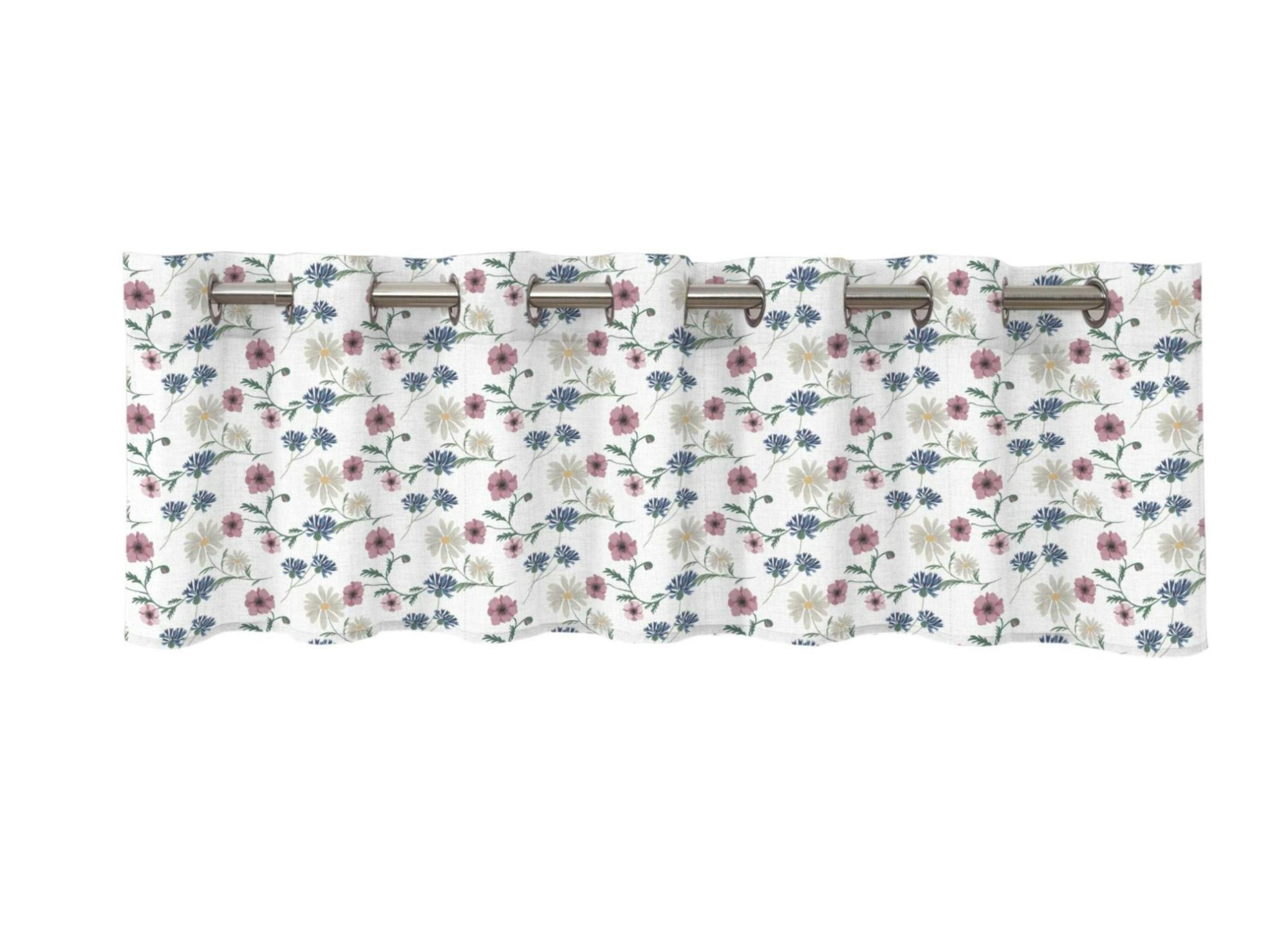 Jenny vit rosa och blå blommor gardinkappa öljetter Redlunds textil