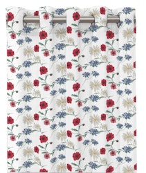 Jenny gardinset vit röda blå blommor öljetter Redlunds textil