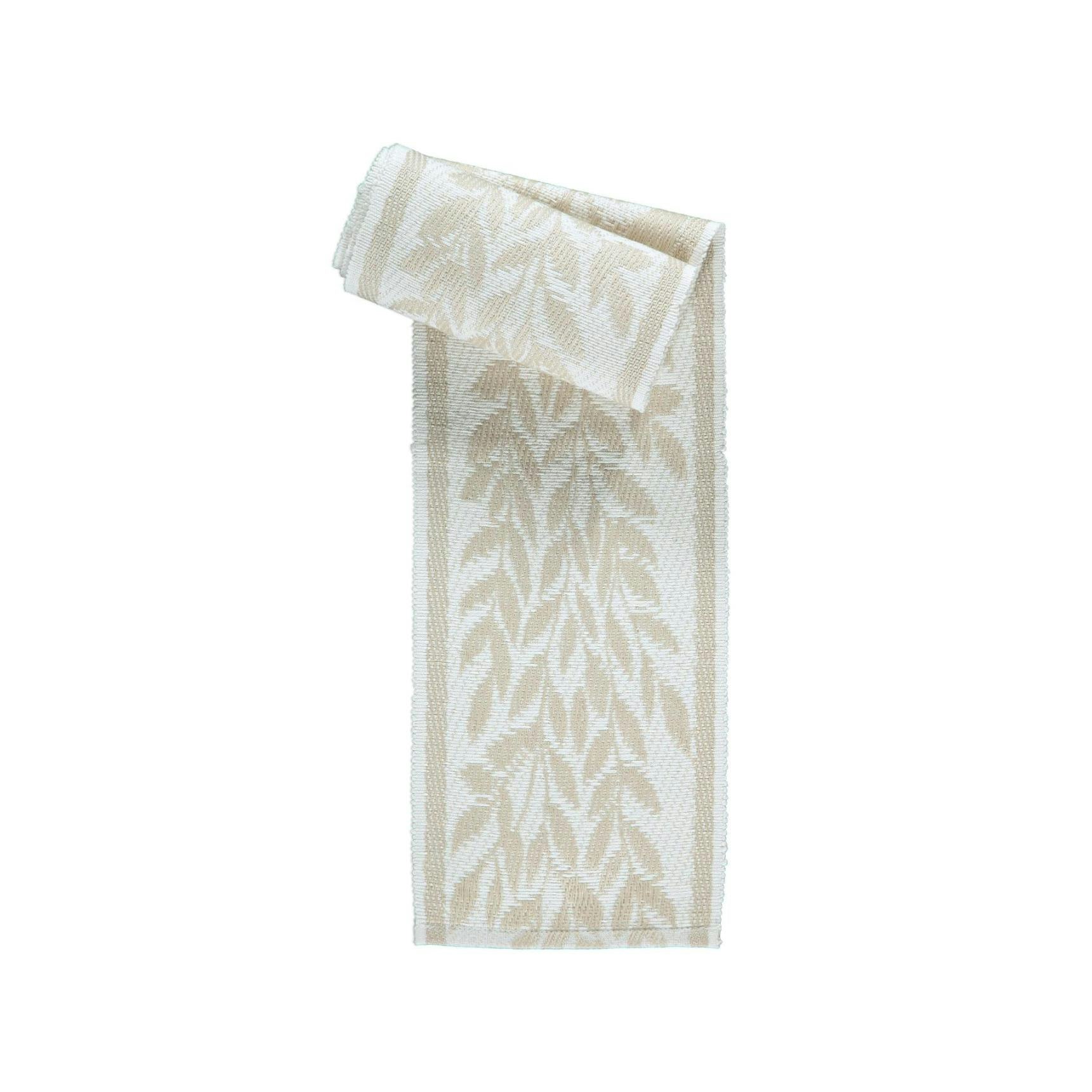 Noble House Löpare Jaquard smal beige vit 15 x 130 cm
