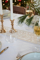 Noble House Löpare Jaquard smal beige vit 15 x 130 cm