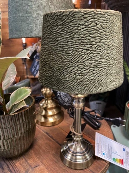 Lampskärm Sammet Grön med Mönster
