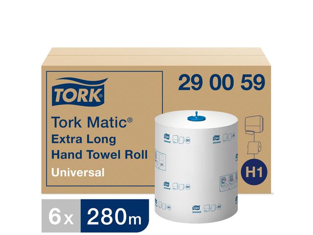 Handduk TORK Uni H1 1-lag vit 280m