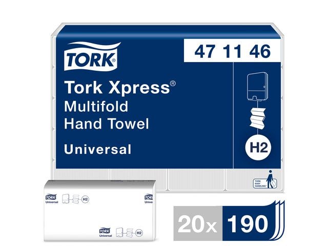 Handduk TORK Uni H2 XPRESS 3800/FP - Hygienbutiken - Hygienprodukter  snabbt, enkelt & billigt