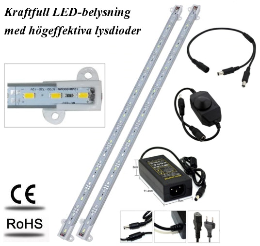 Akvariebelysning - Paket med 2 st LED-list 120 cm