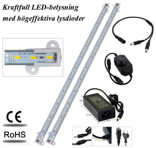 Akvariebelysning - Paket med 2 st LED-lister 50 cm