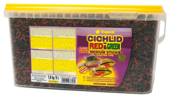 Cichlid Red & Green Medium Sticks 10 liter