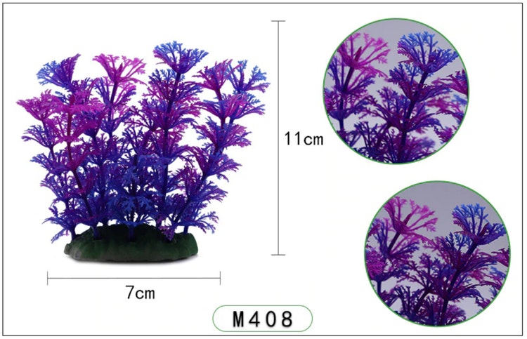 Plastväxt Cabomba blå / lila detaljer 10 cm A