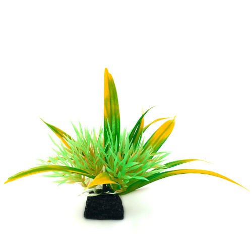 Plastväxt Helanthium grön/ gula detaljer 10 cm