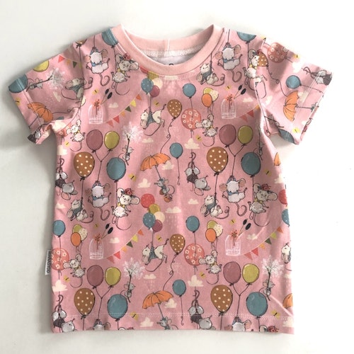 T-shirt rosa med små mus str 98