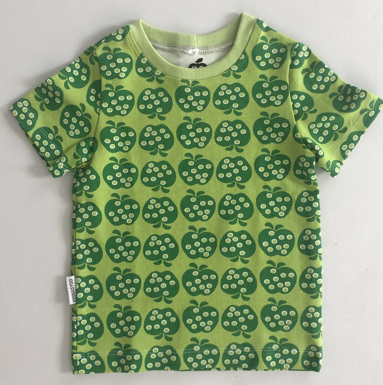T-shirt grønn retro m eplet str 98