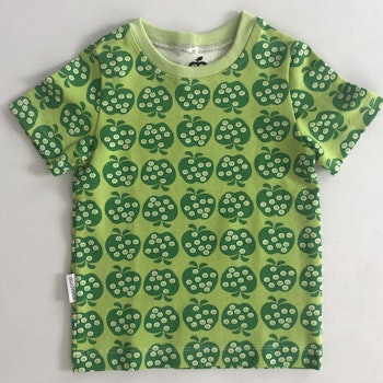 T-shirt grønn retro m eplet str 98