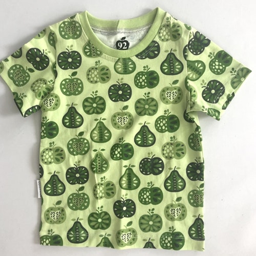 T-shirt grønn retro med epler str 92