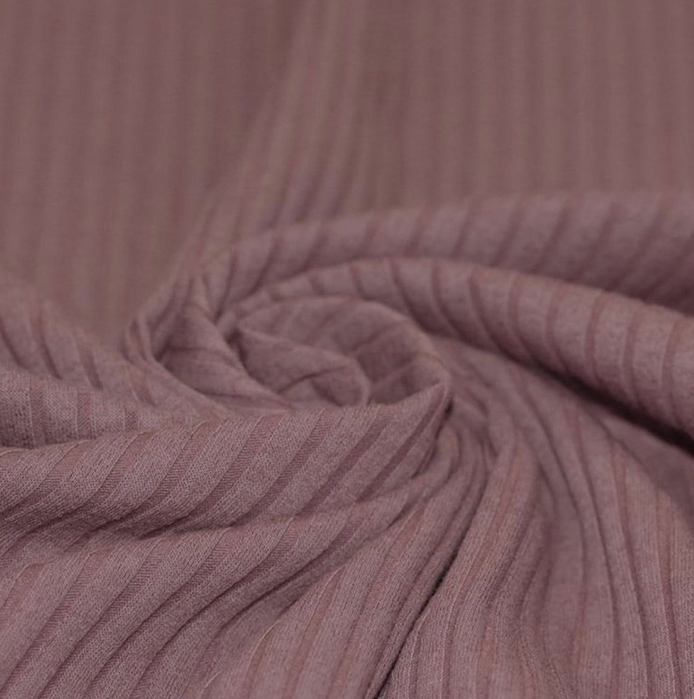 Ribbjersey bred old mauve