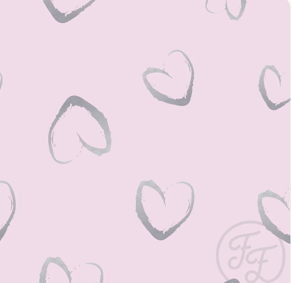 OD- crayon hearts silver on pink