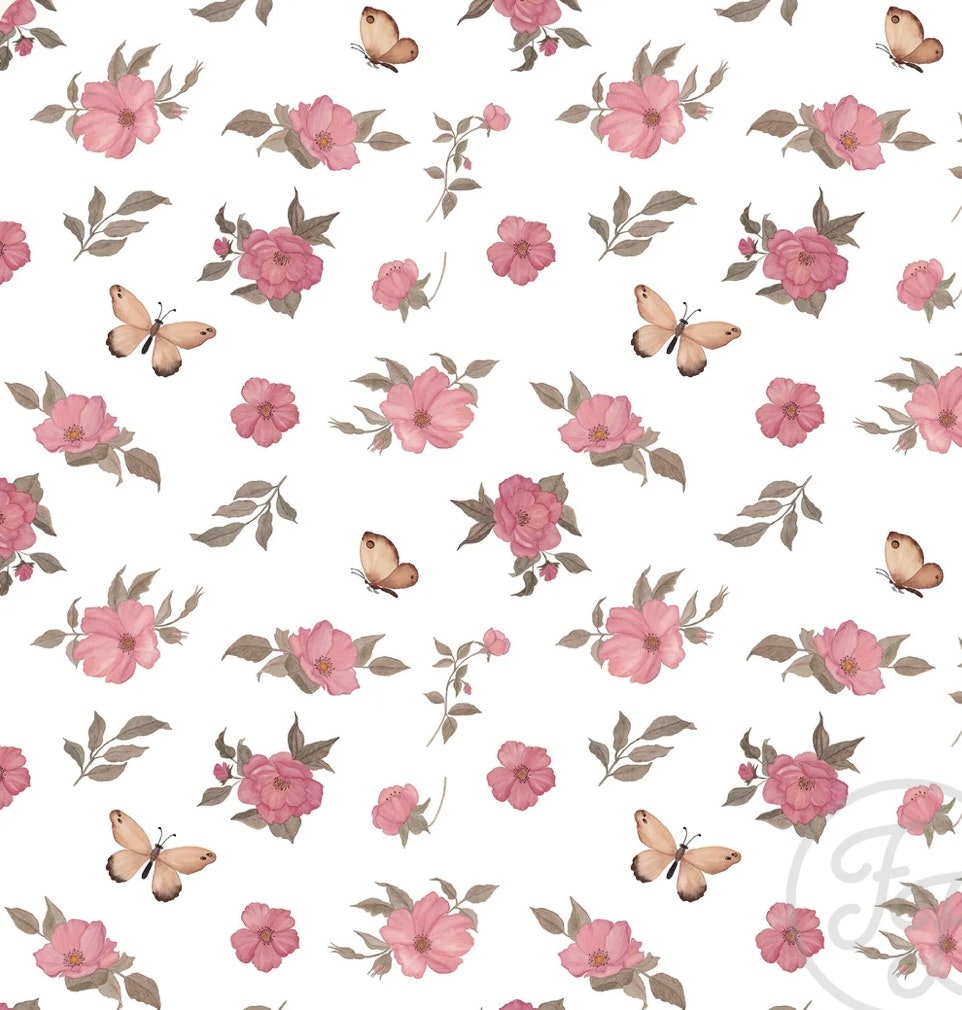 OD- pink flowers and butterflies