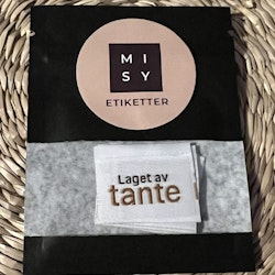 Laget av tante, hvit/brun label