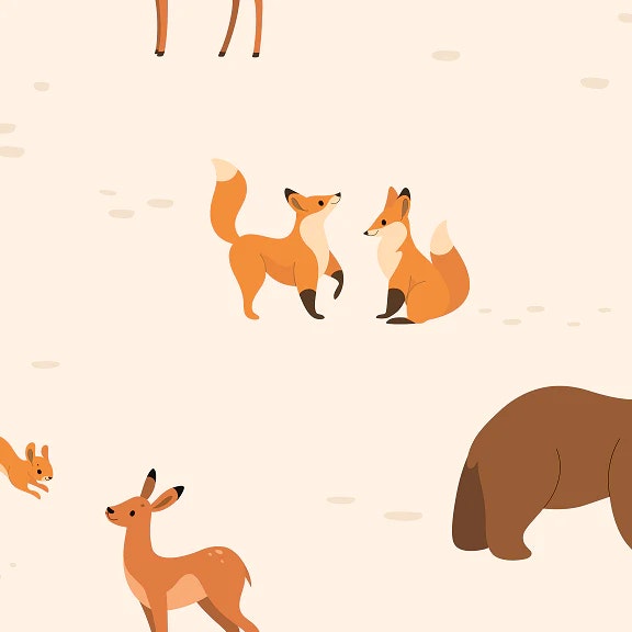 OD- Cute forest animals beige