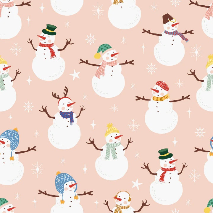 OD- Snowmen and stars in light apricot