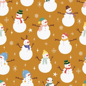 OD- Snowmen and stars in dull orange