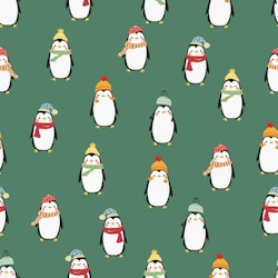 OD- Penguins with beanies and scarfes in tealish green