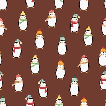 OD- Penguins with beanies and scarfe in deep coffee