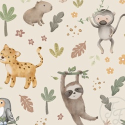 Ribbjersey rainforest animals beige