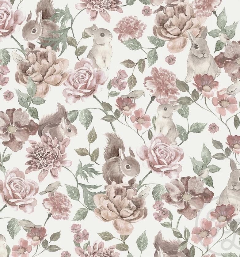 OD-Floral animals beige