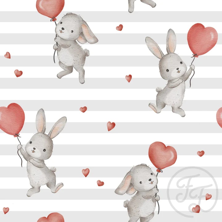 OD- Bunnies heart grey stripes