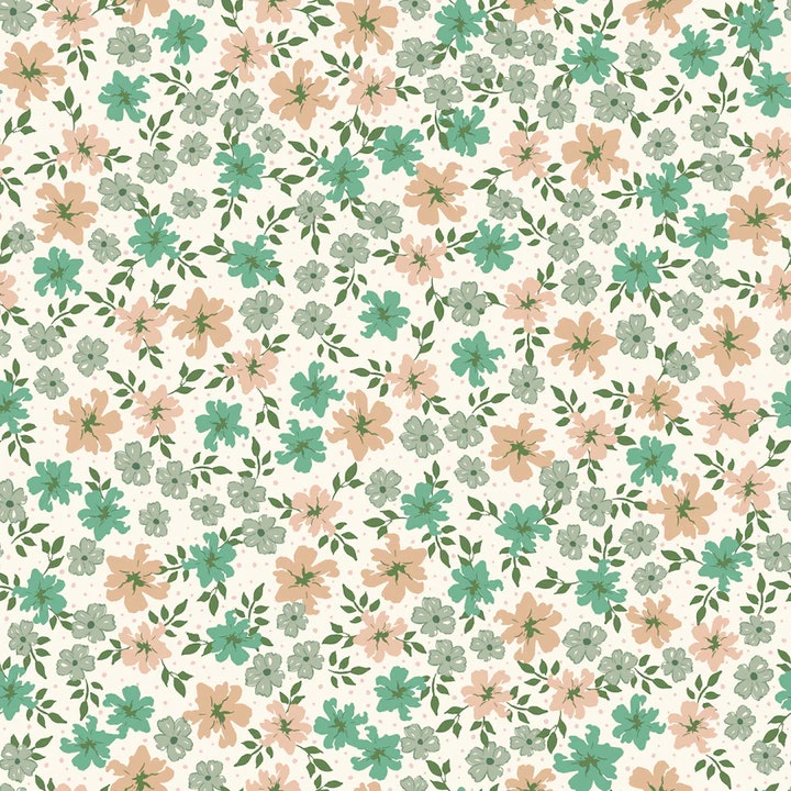 OD- Suzanne flowers green & salmon