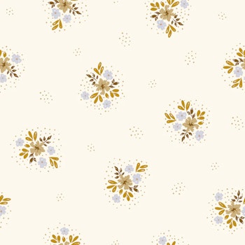 OD- Flowers and dots ochre and blue