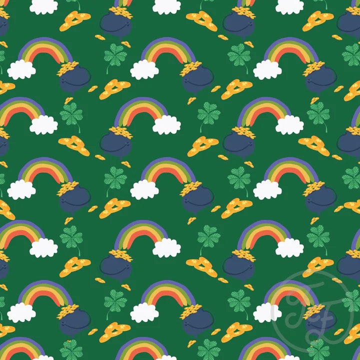 OD- St Patrick day pot of gold rainbow in jewel