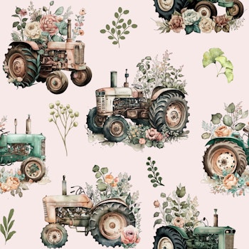 Gamle traktorer med planter