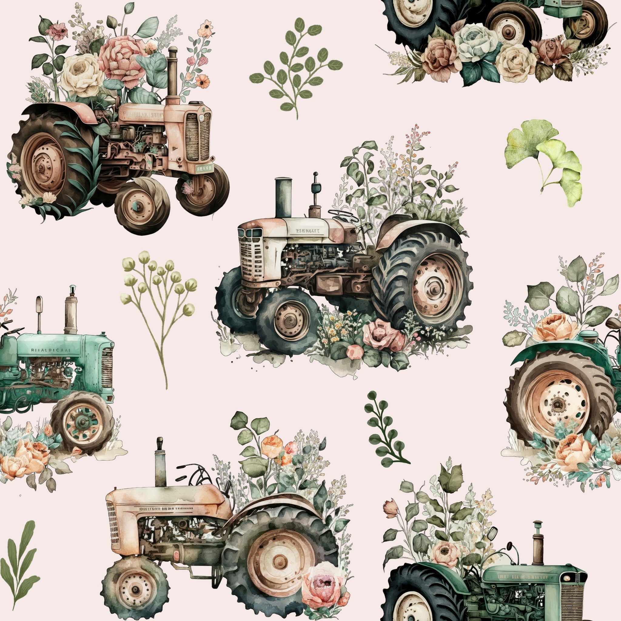 Gamle traktorer med planter jersey