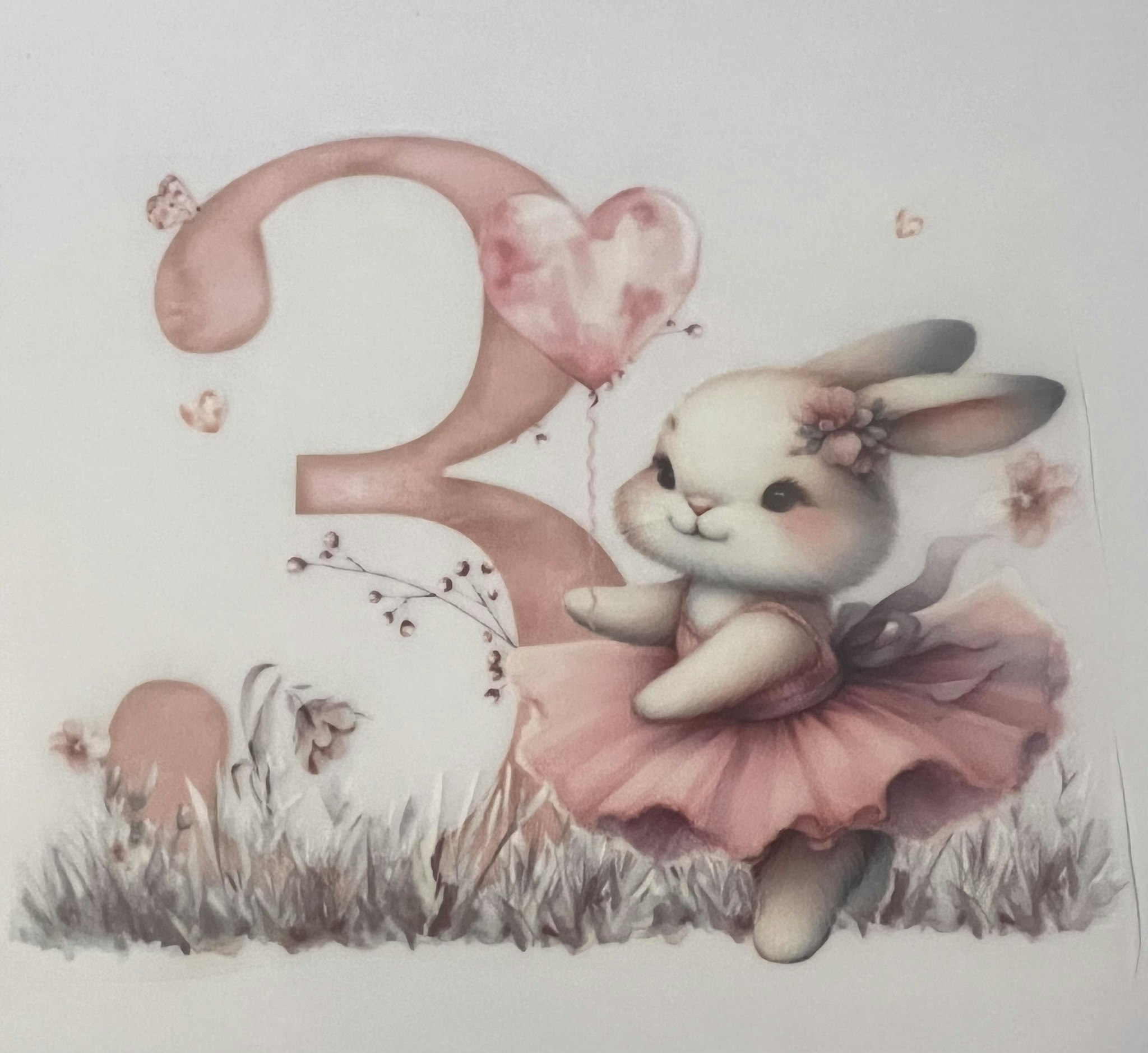 Strykemerke bursdag rosa kanin 3 år