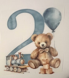 Strykemerke bursdag blå bamse 2 år