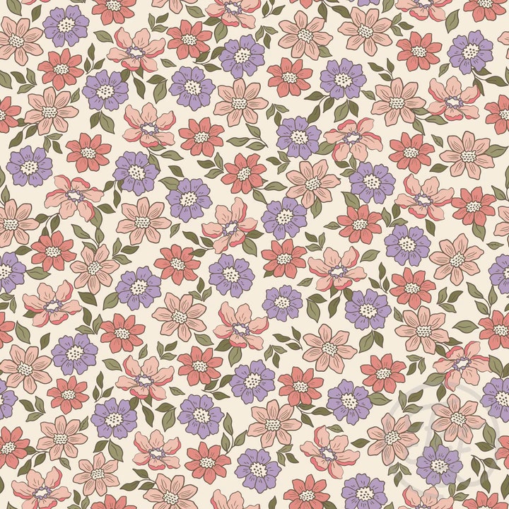 OD- Retro Flowers Rose Purple