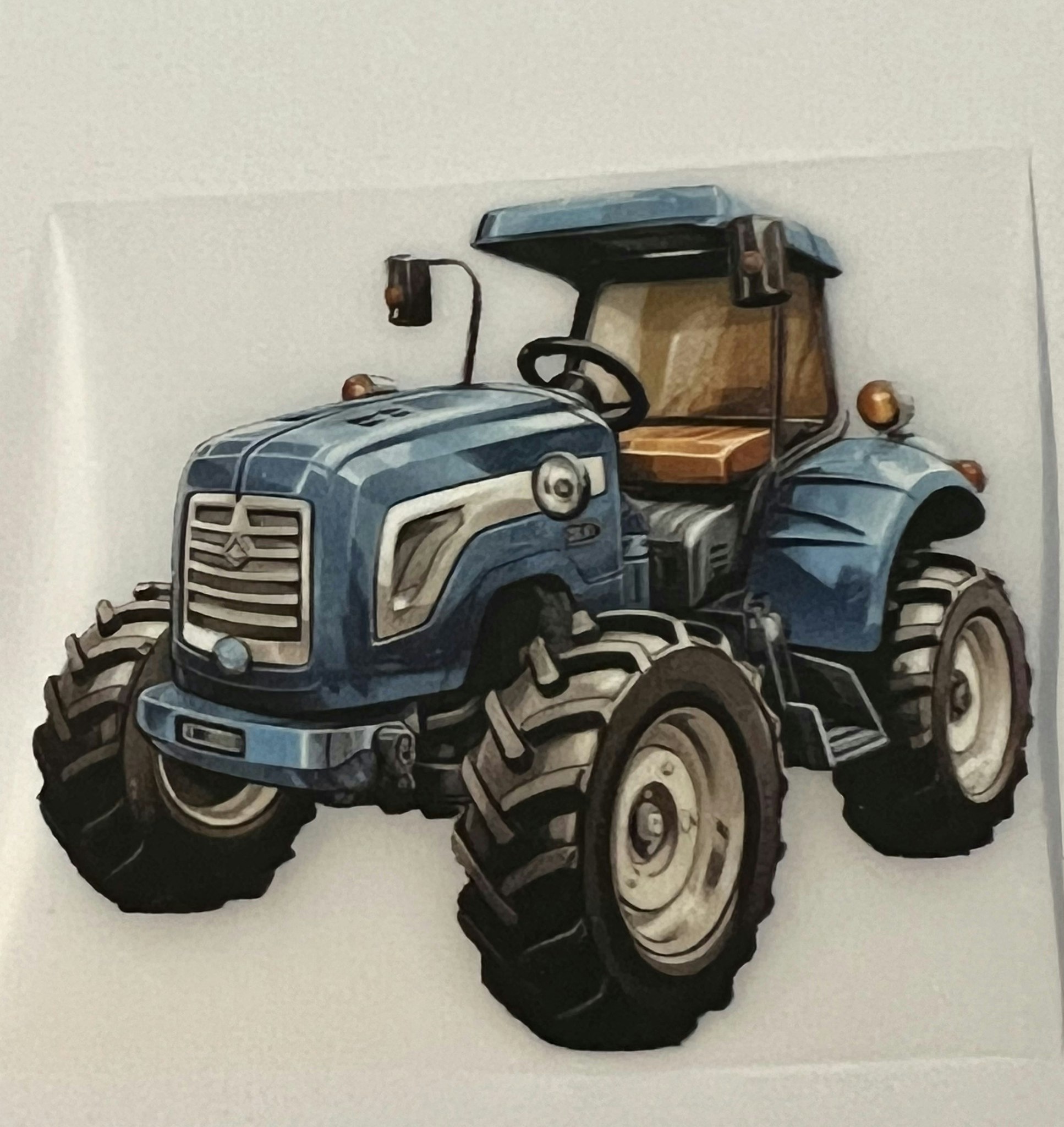 Strykemerke blå shiny traktor liten